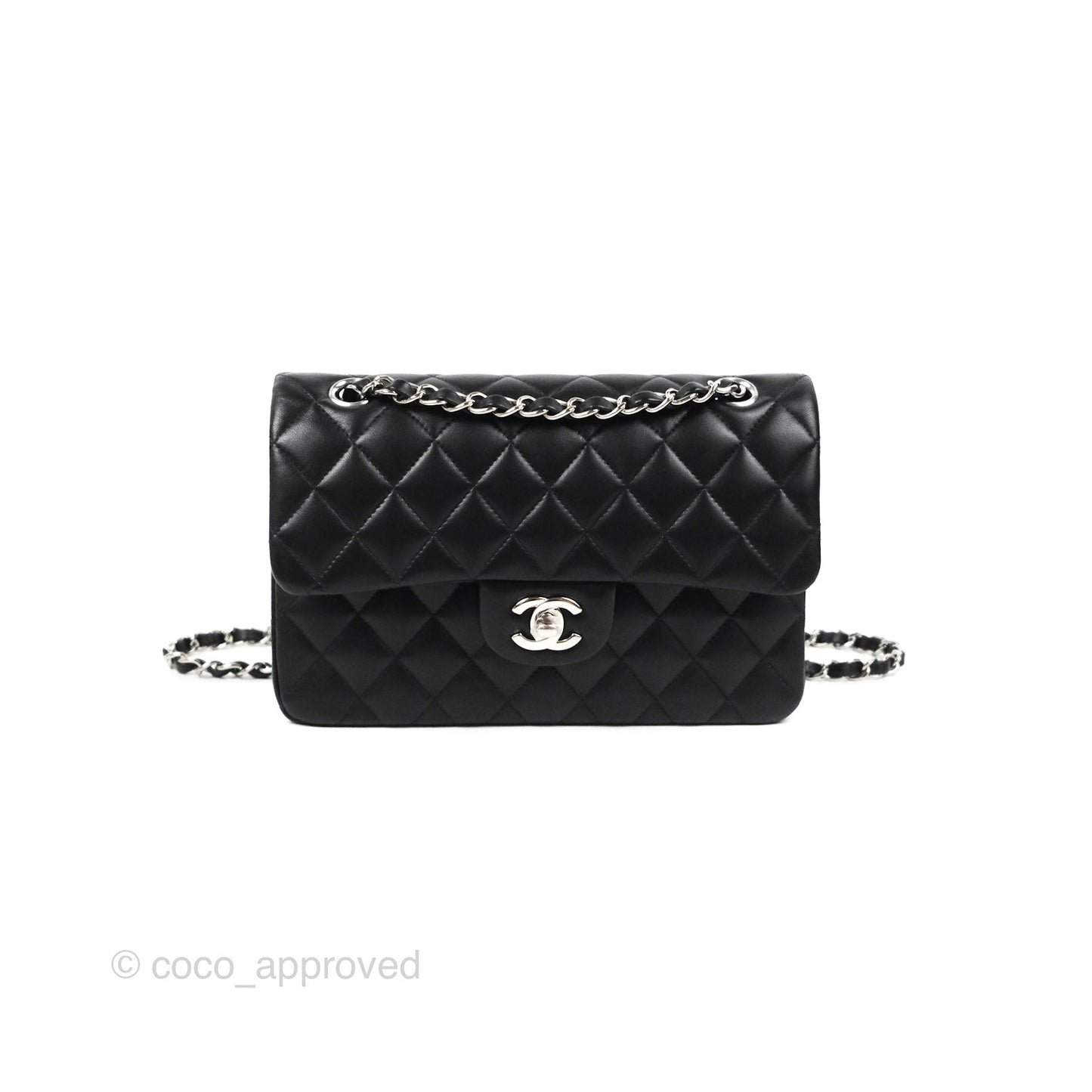Chanel Small Classic Quilted Flap Black Lambskin Silver Hardware
