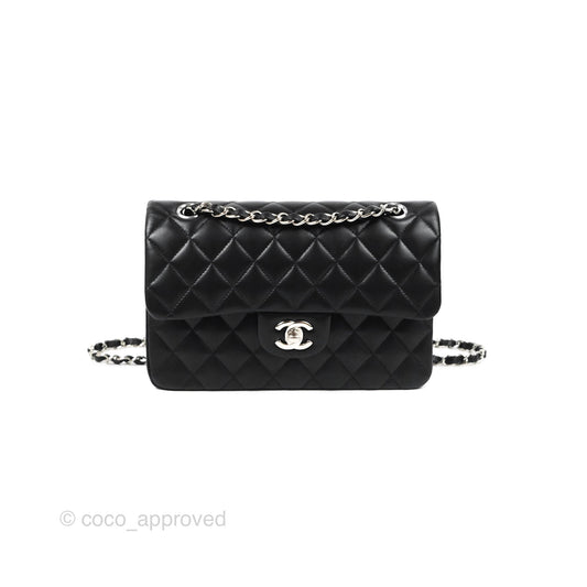 Chanel Small Classic Quilted Flap Black Lambskin Silver Hardware