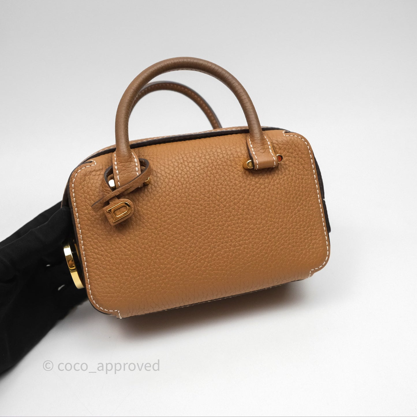 Delvaux Cool Box Nano Taurillon Soft Grained Calfskin Vegetal Ivory Gold Hardware