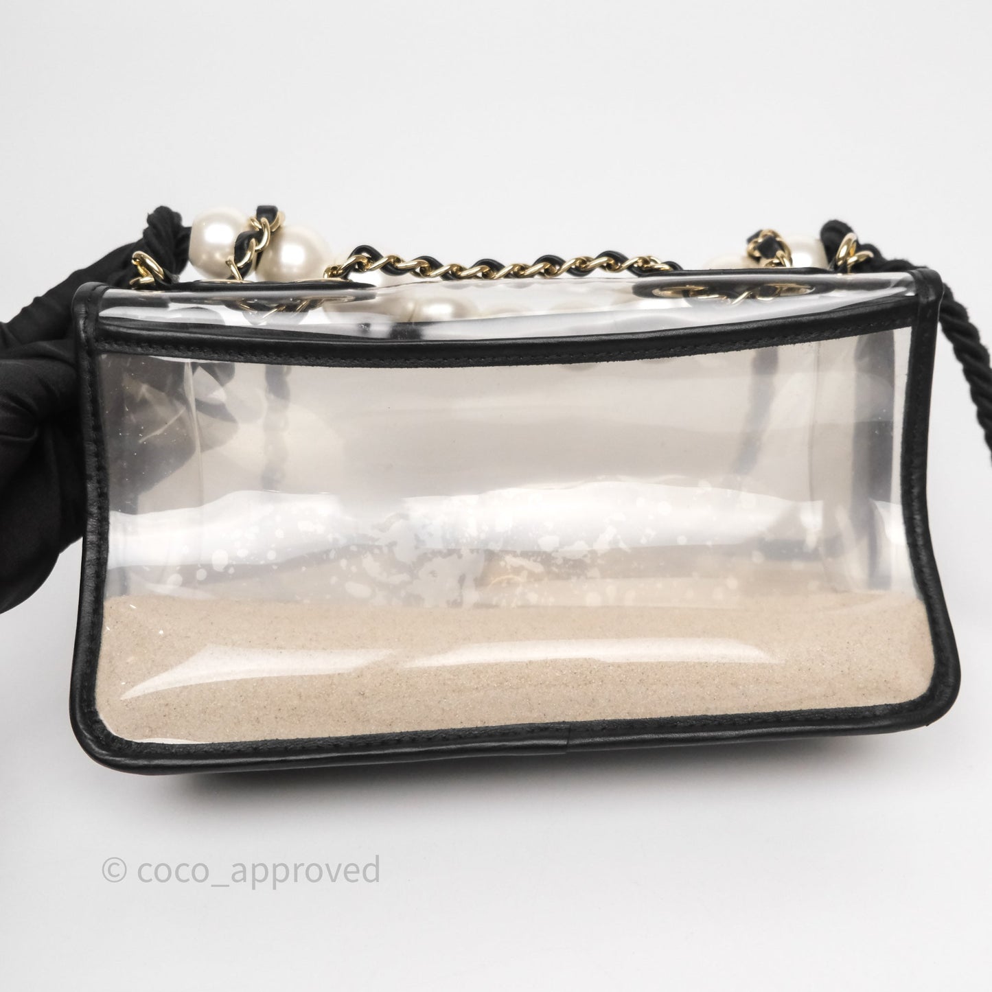 Chanel Medium Sand By The Sea PVC Flap Black Lambskin Gold Hardware