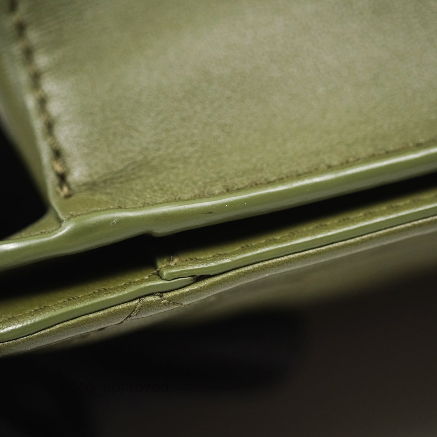 Chanel Small Coco Lady Quilted Flap Bag With Top Handle Olive Green Calfskin Gold Hardware