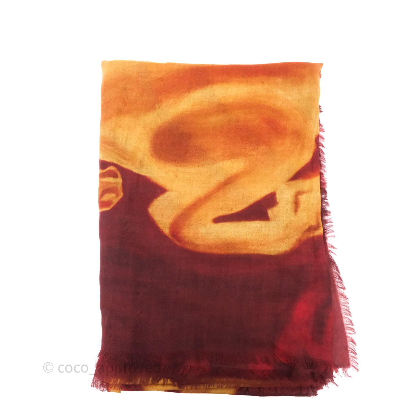 Chanel Horse Print Red/ Gold Cashmere Scarf
