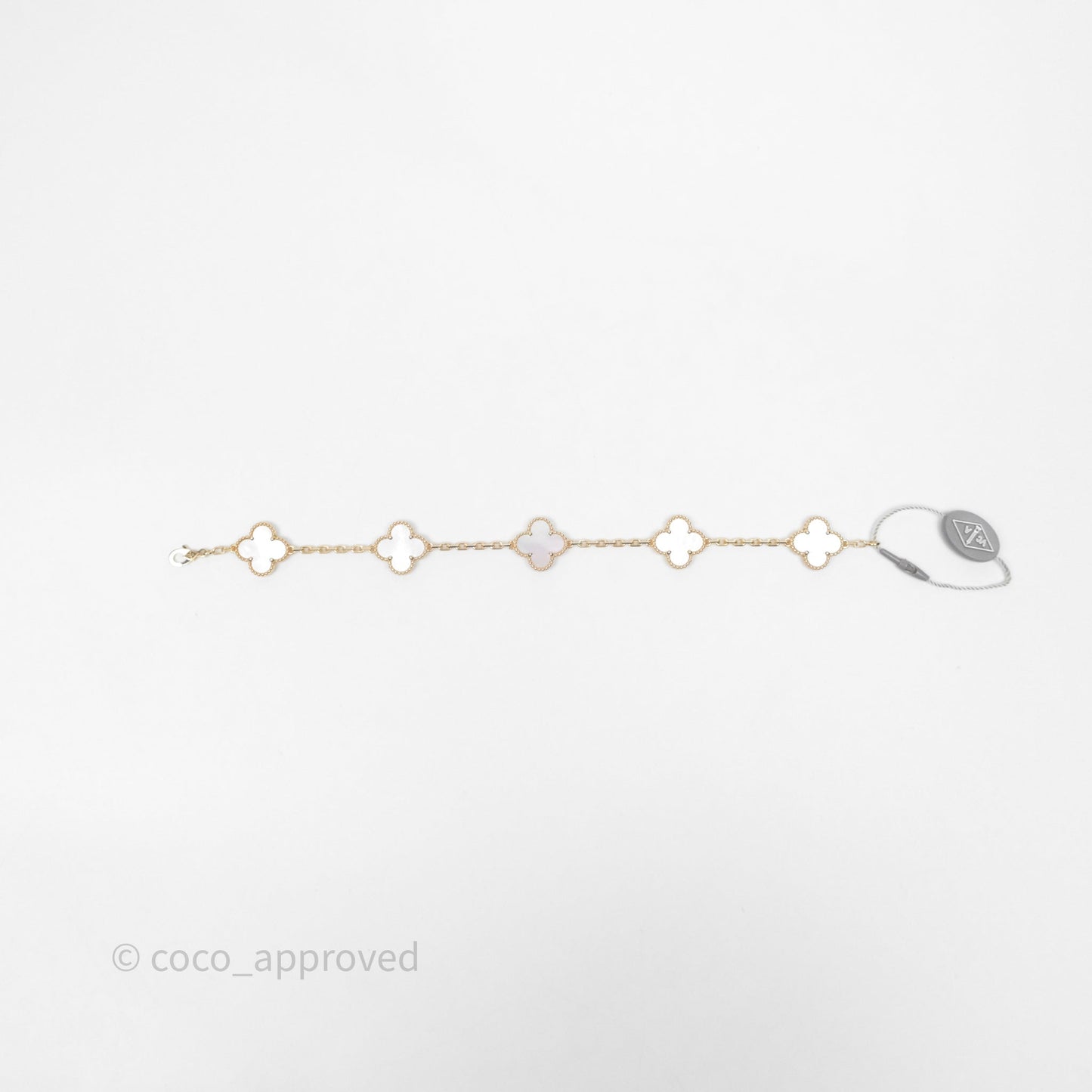 Van Cleef & Arpels Vintage Alhambra 5 Motifs White Mother-of-pearl Yellow Gold Bracelet