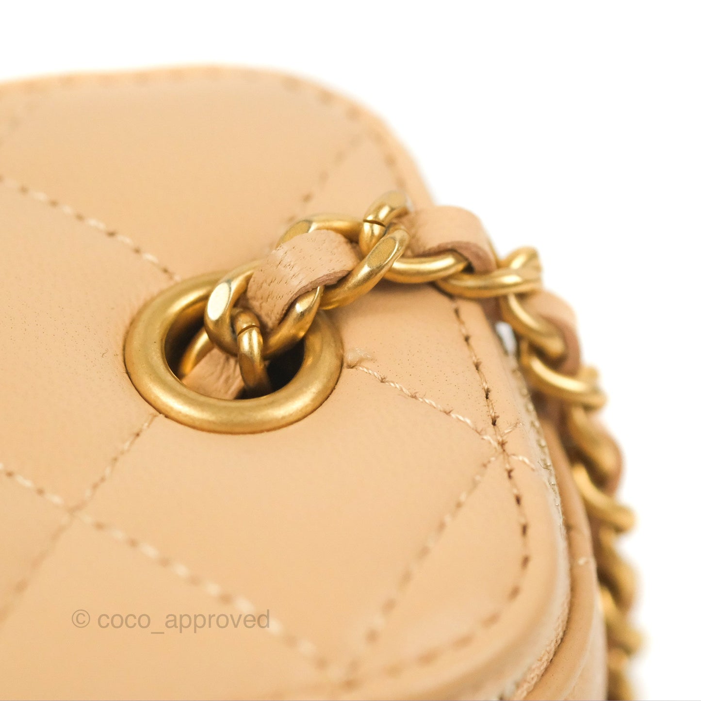 Chanel Mini Pearl Crush Vanity With Chain Beige Lambskin Aged Gold Hardware
