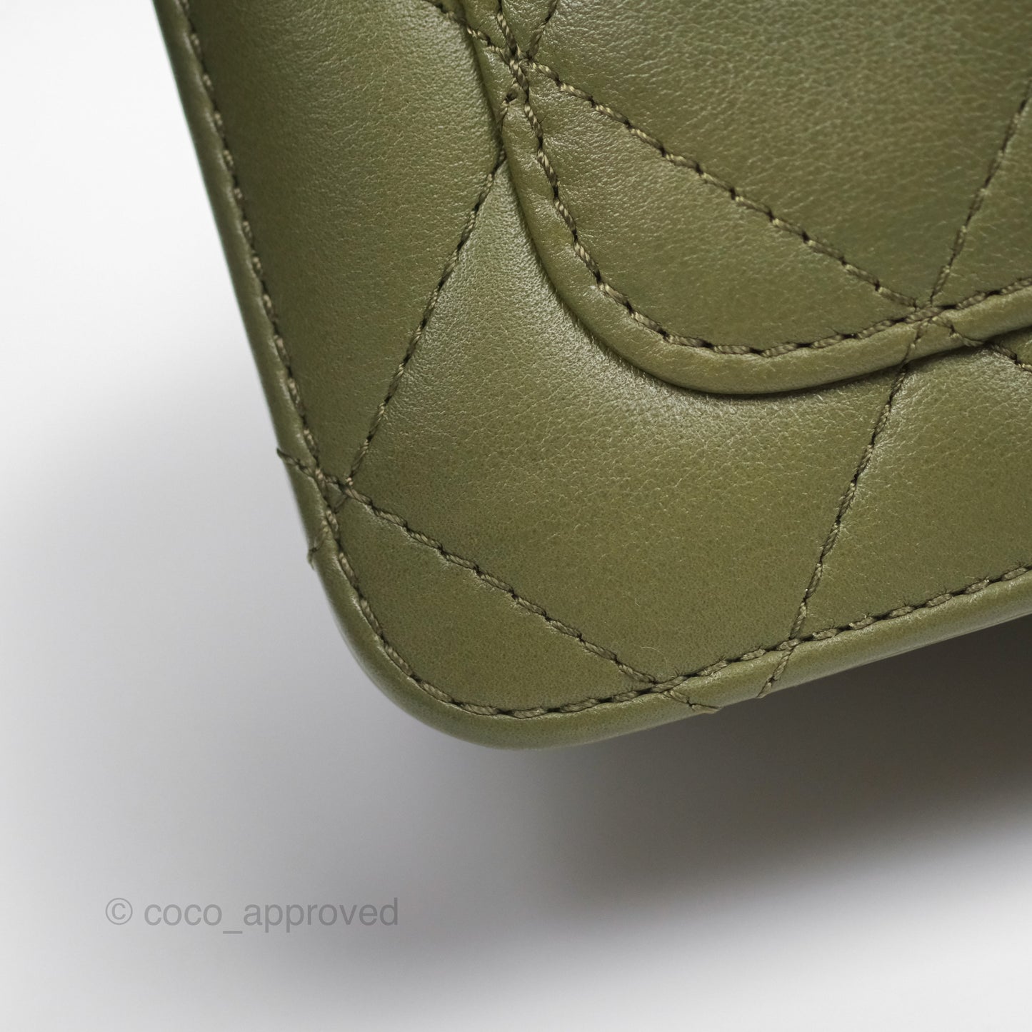 Chanel Small Coco Lady Quilted Flap Bag With Top Handle Olive Green Calfskin Gold Hardware
