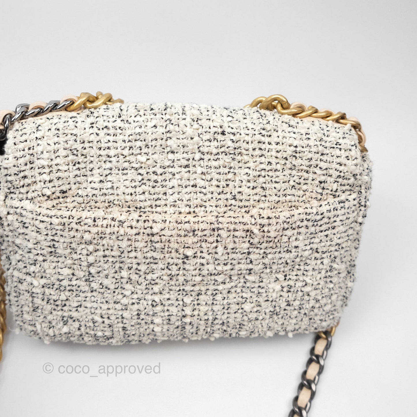 Chanel 19 Small Tweed Oreo Cream Mixed Hardware