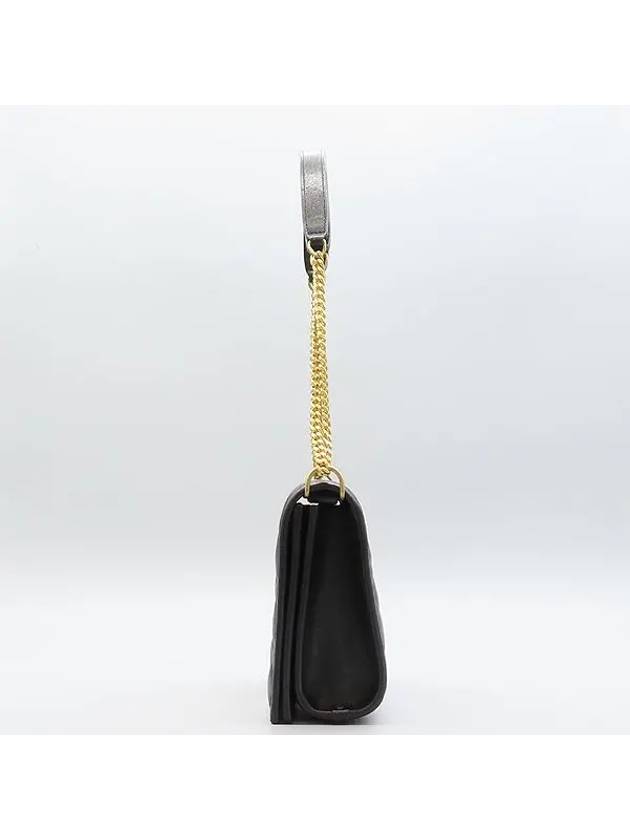 Luxury Saint Laurent 650769 Black leather monogram quilted gold chain mini Becky shoulder bag