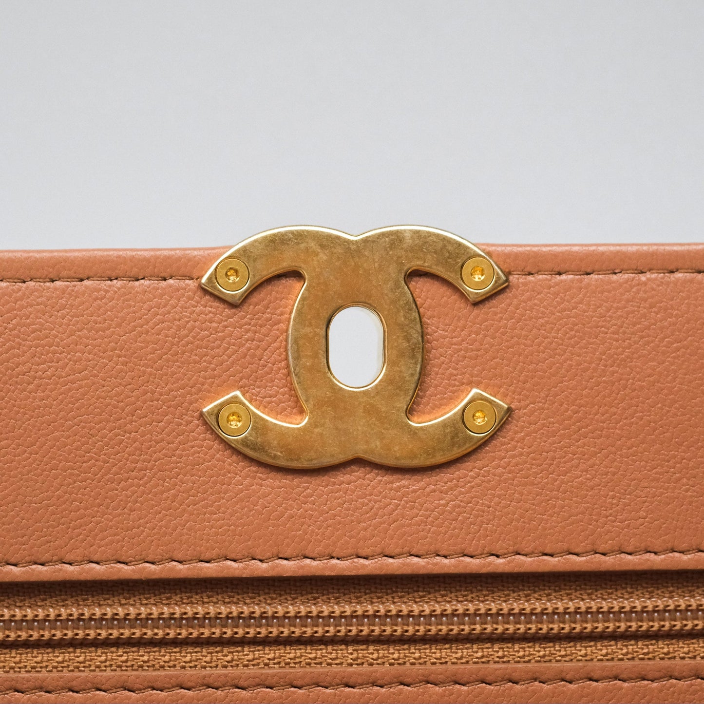 Chanel 19 Wallet on Chain WOC Dark Beige Caramel Lambskin Mixed Hardware