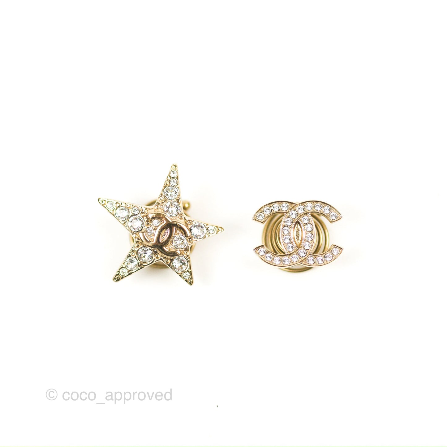 Chanel CC Crystal Star Hair Accessories Gold Tone 22C