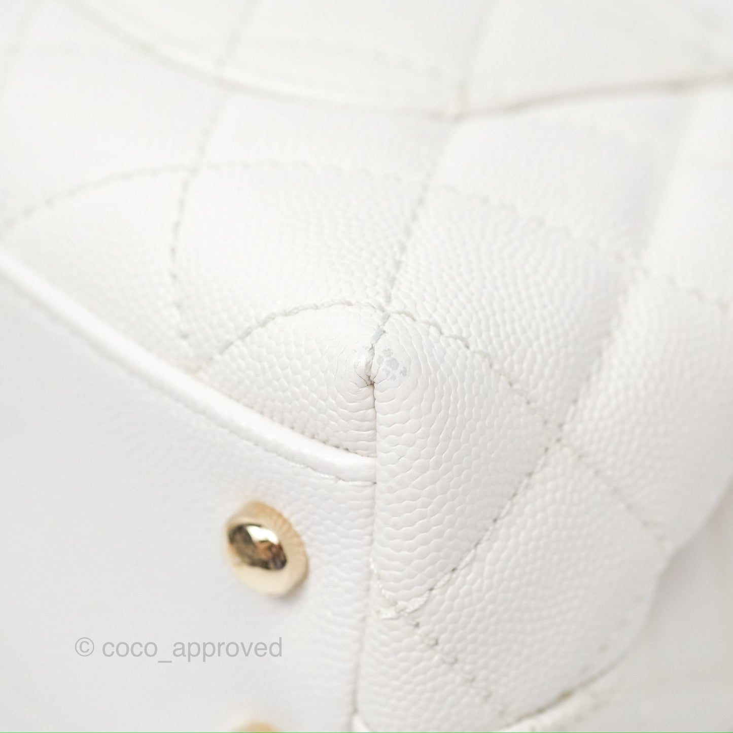 Chanel Extra Mini Quilted Coco Handle White Caviar Gold Hardware