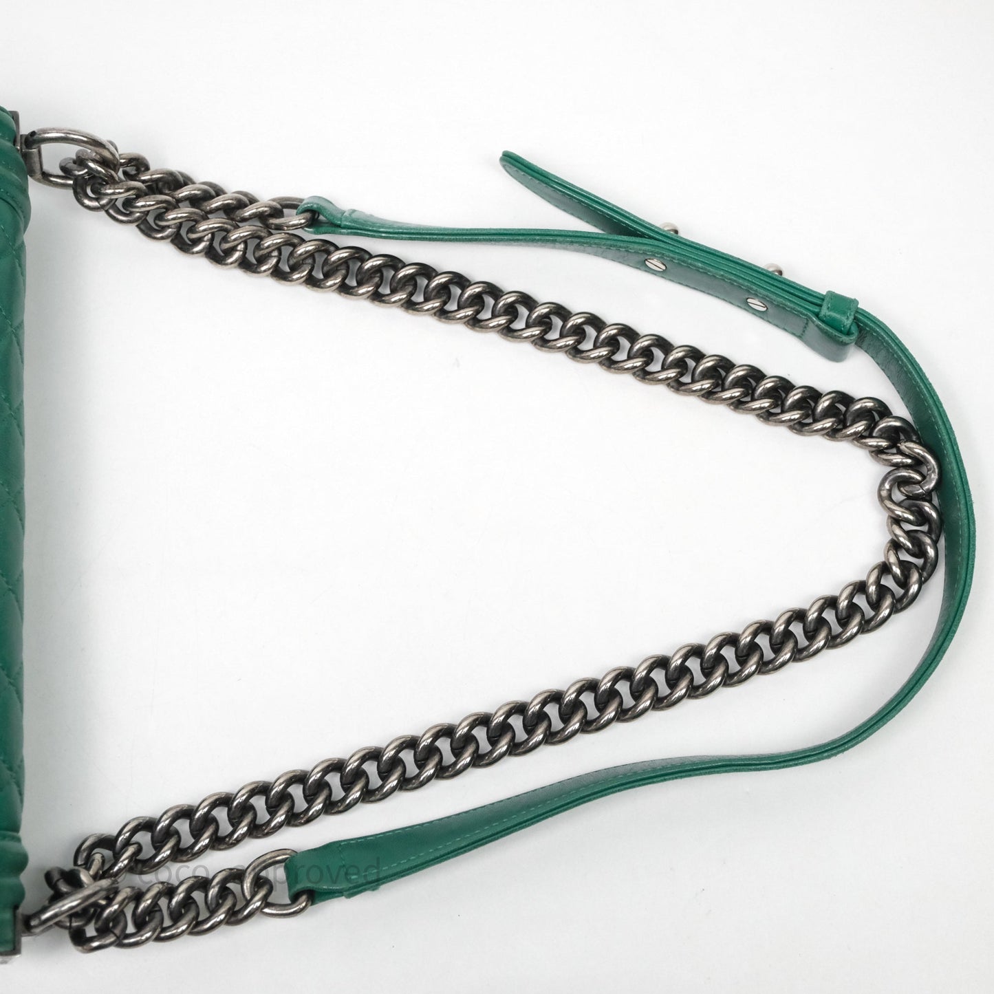 Chanel Medium Boy Quilted Green Lambskin Ruthenium Hardware