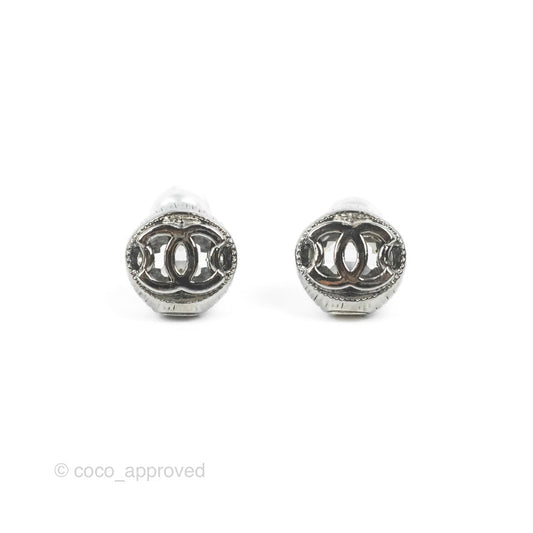 Chanel CC Oval Earrings Gun Metal 17S