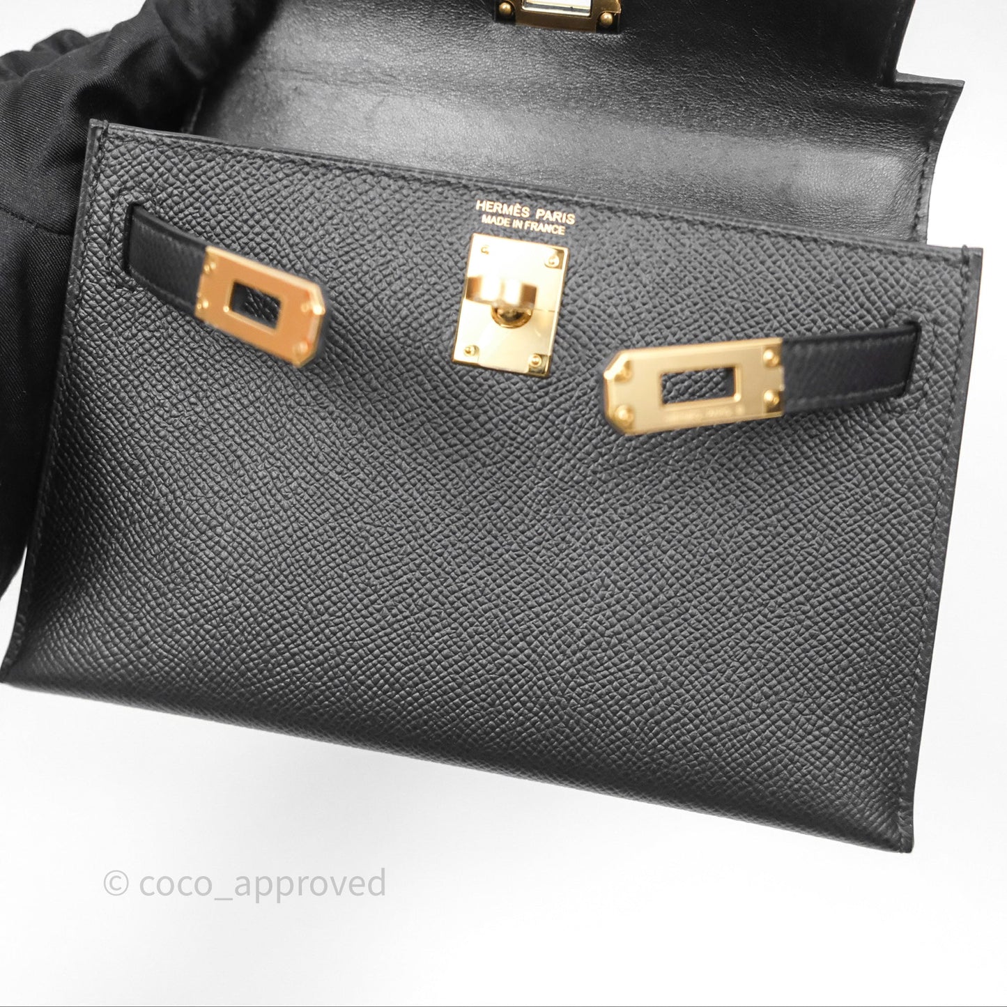 Hermès Mini Kelly II Noir 89 Epsom Gold Hardware