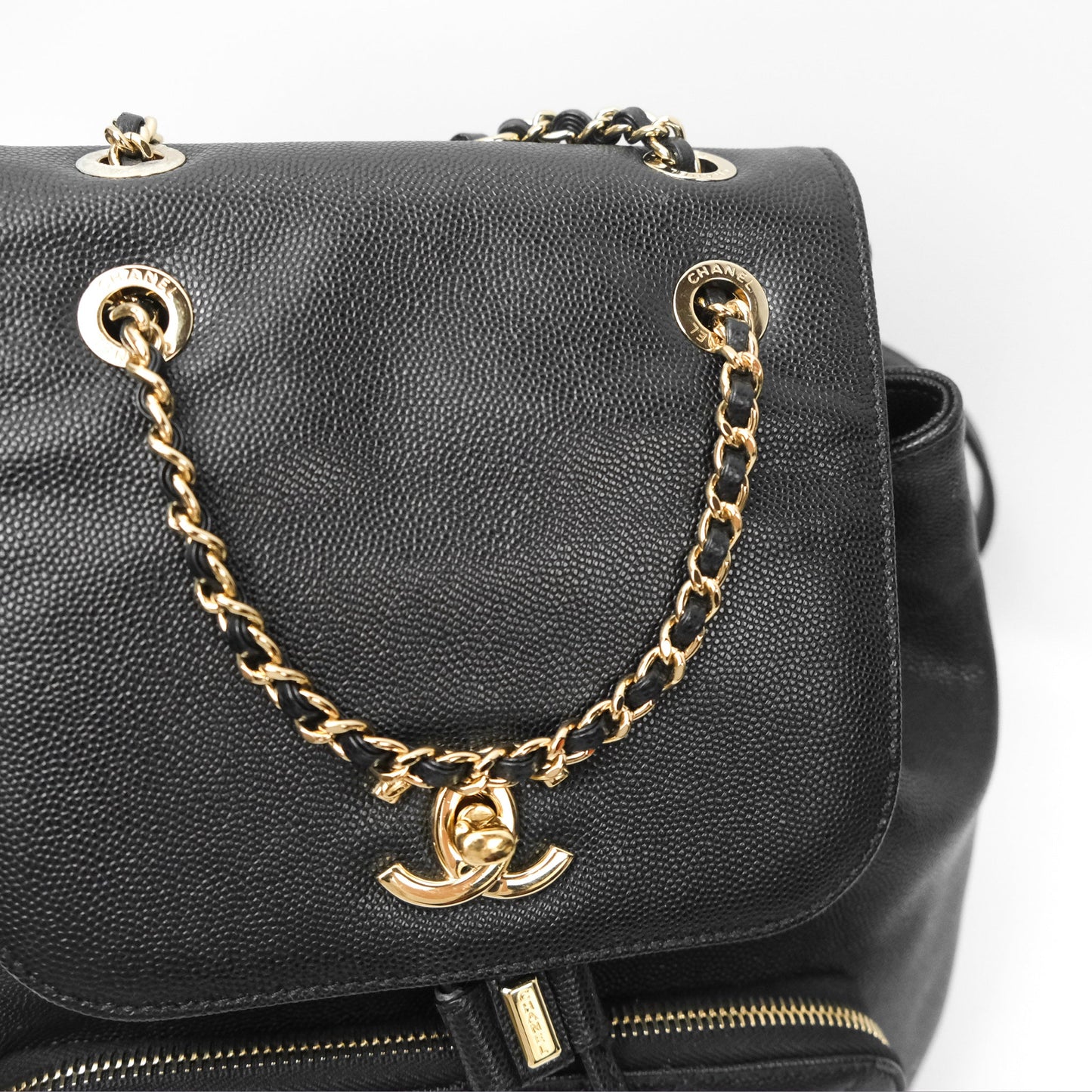 Chanel Quilted Business Affinity Backpack Black Caviar Gold Hardware