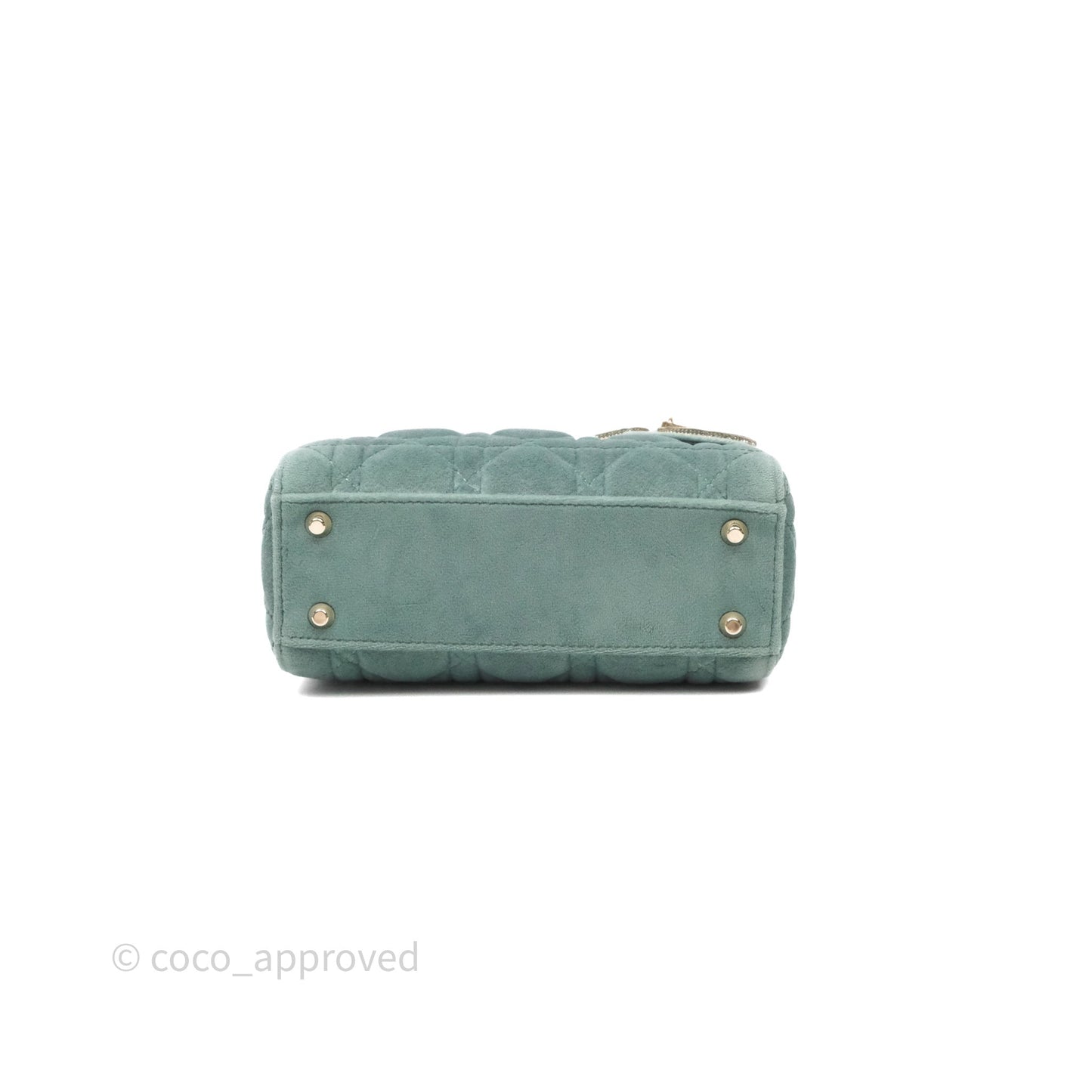 Christian Dior Mini Lady Dior Green Suede Cannage Gold Hardware