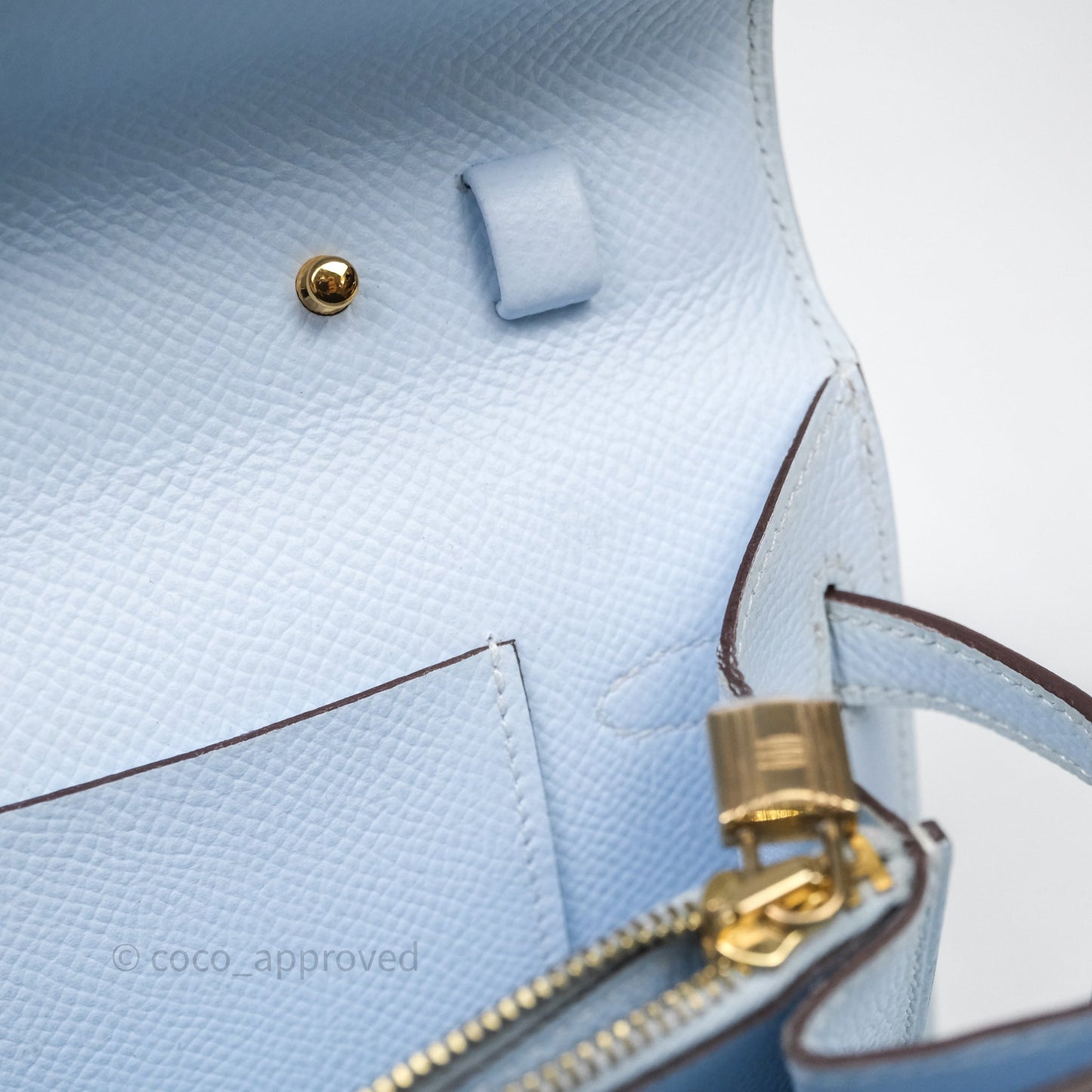 Hermes Kelly To Go Bleu Brume Epsom Gold Hardware