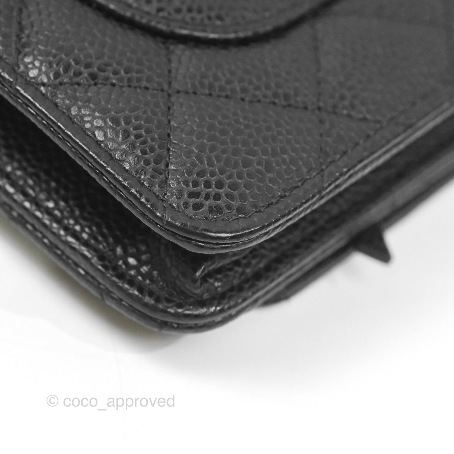Chanel Quilted Classic Wallet On Chain WOC Black Caviar Silver Hardware