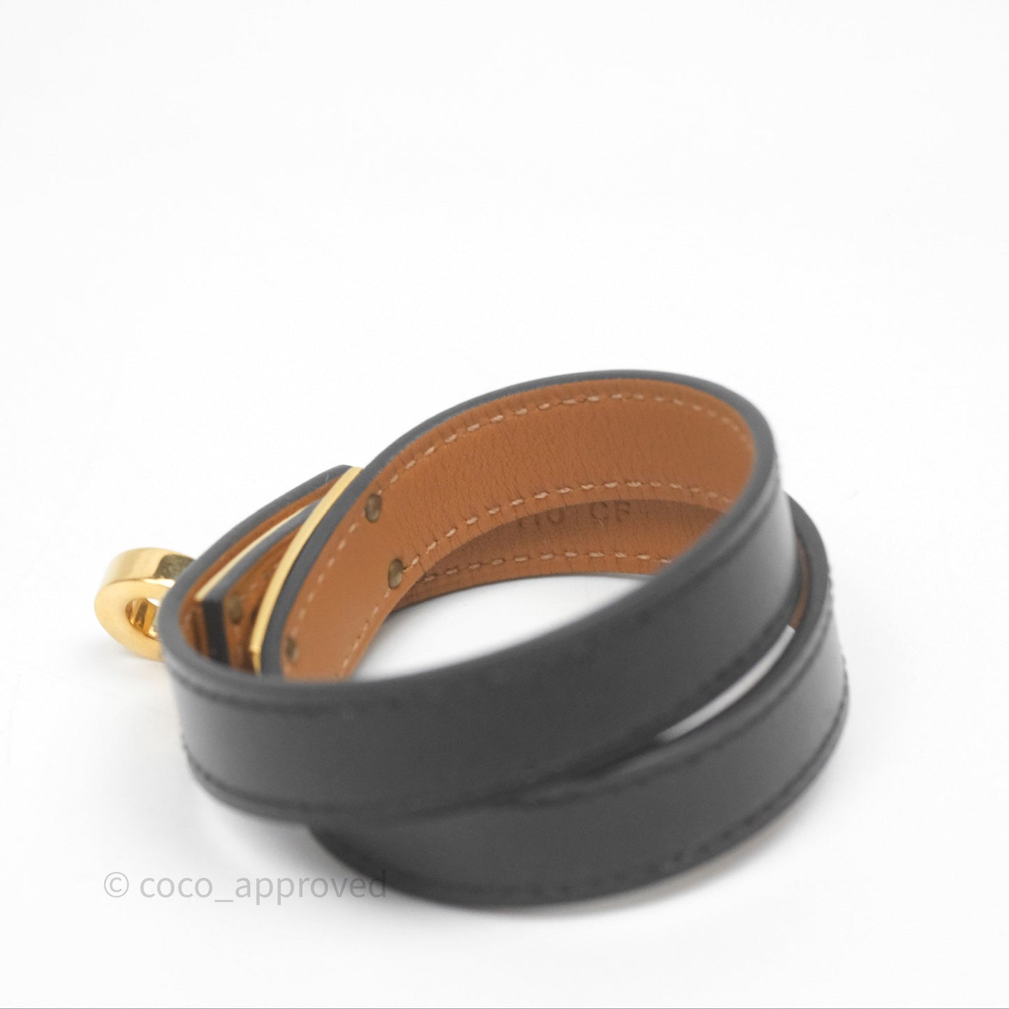 Hermès Kelly Double Tour Box Leather Bracelet Black Gold Hardware
