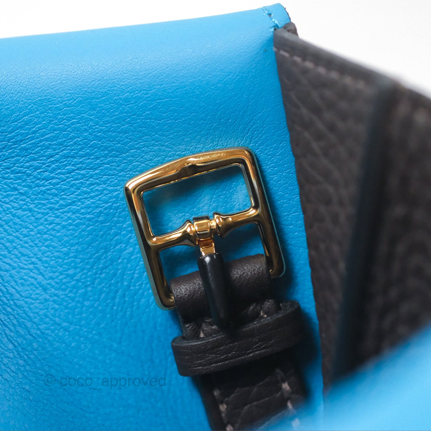 Hermès Halzan 25 Macassar 3S/ Bleu Zanzibar B3 Clemence Gold Hardware