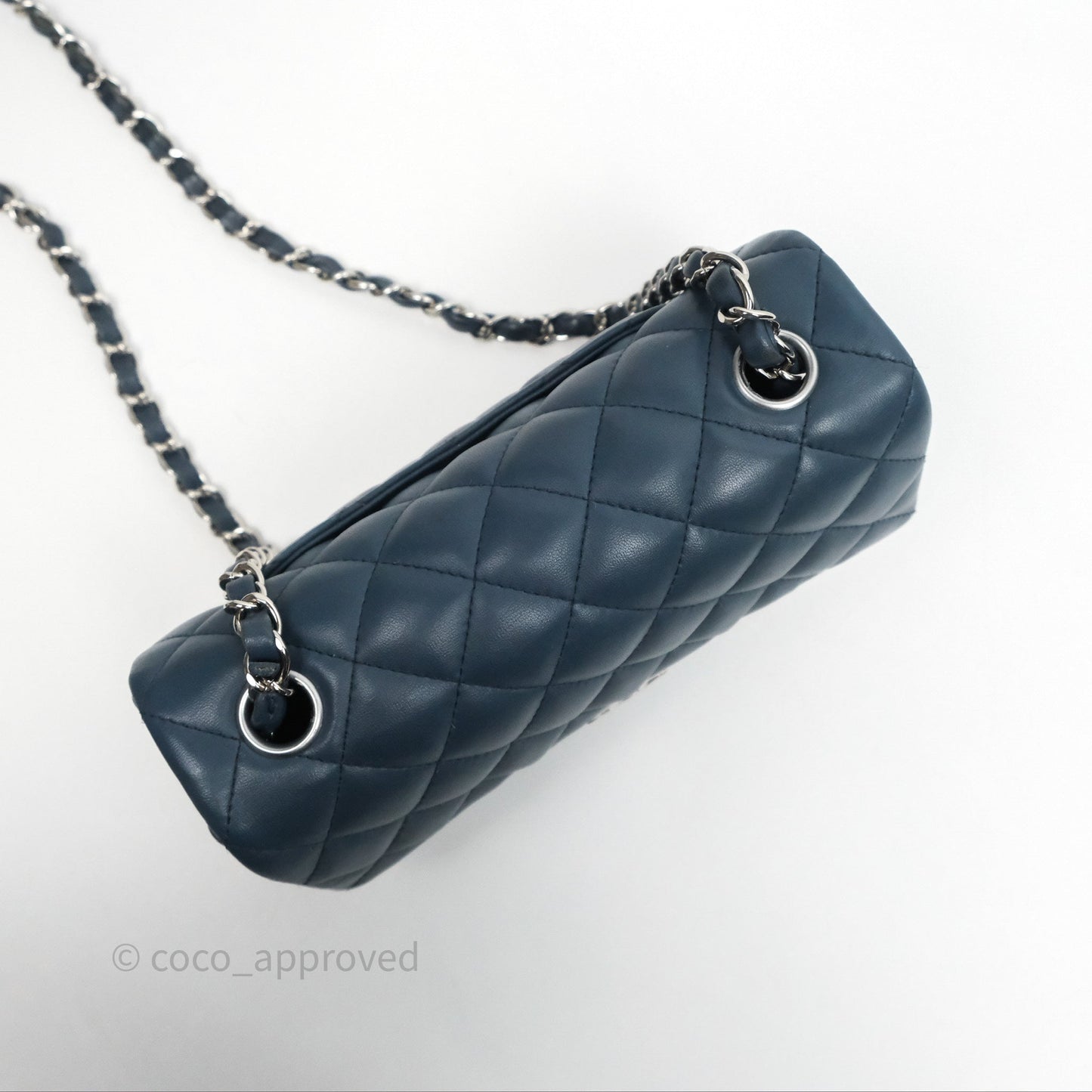 Chanel Quilted Mini Rectangular Navy Lambskin Silver Hardware