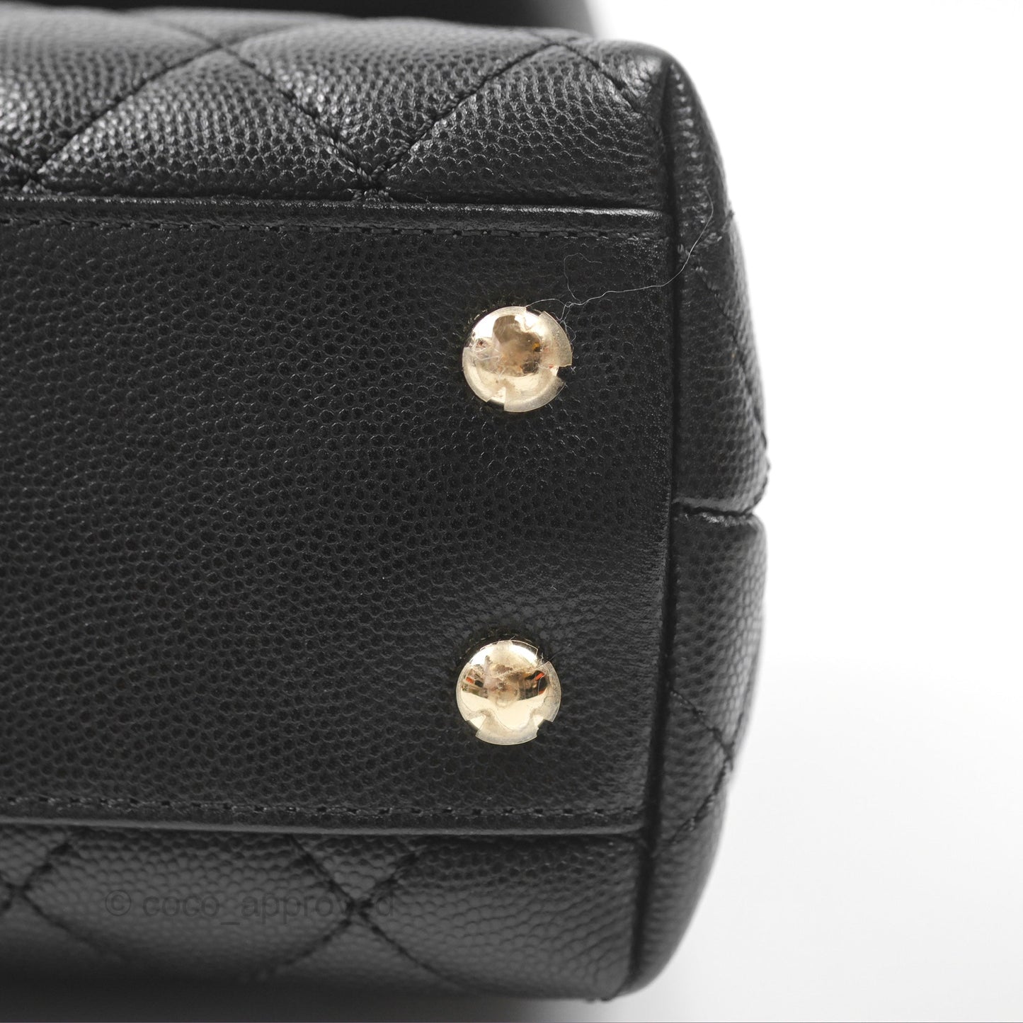 Chanel Small Coco Handle Black Caviar Gold Hardware Lizard Embossed Handle