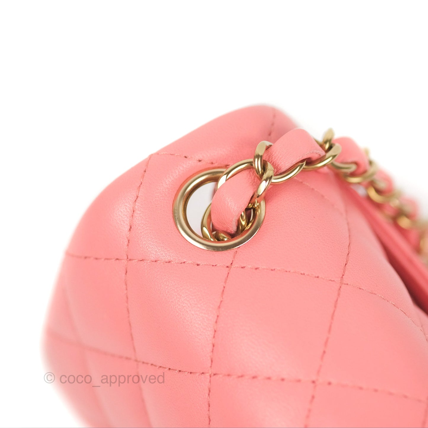 Chanel Quilted Mini Square Flap Pink Lambskin Gold Hardware