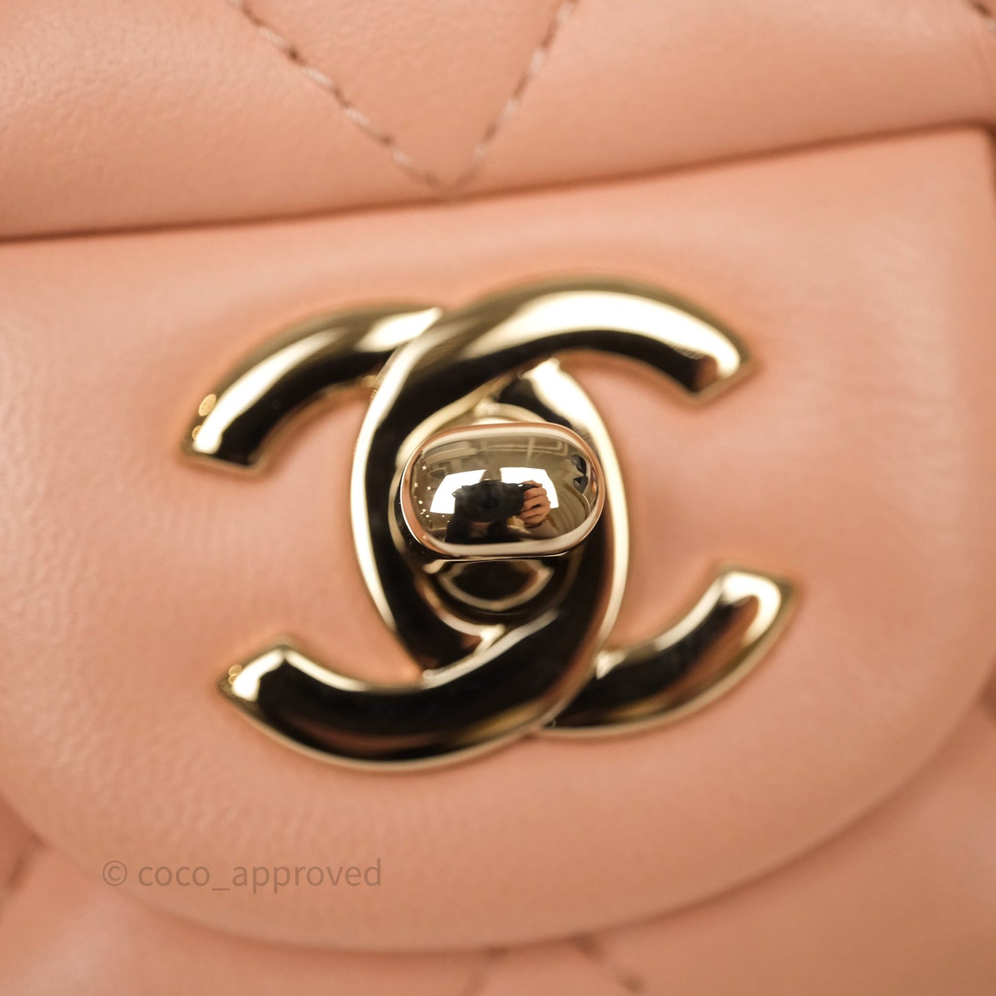 Chanel Mini Square Flap Quilted Orange Clair Lambskin Gold Hardware