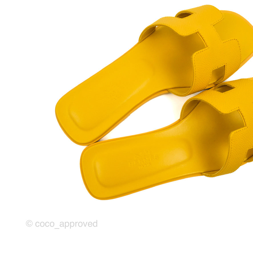 Hermès Oran Sandals in Mustard Yellow Size 35