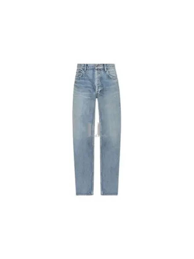 Luxury Saint Laurent Loose Fit Mid Rise Jeans Blue