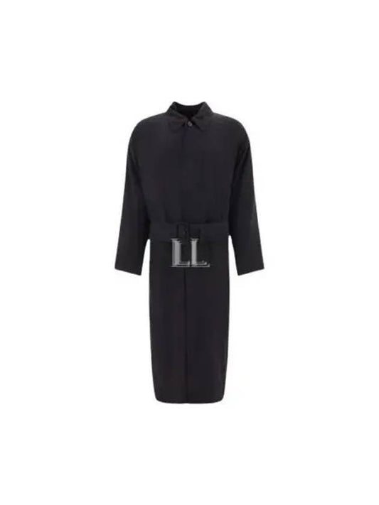 Luxury Balenciaga Belted Maxi Trench Coat Black