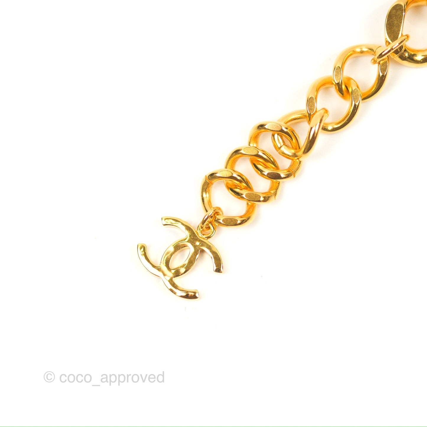 Chanel Chain CC Green Resin Bracelet Gold Tone 20K