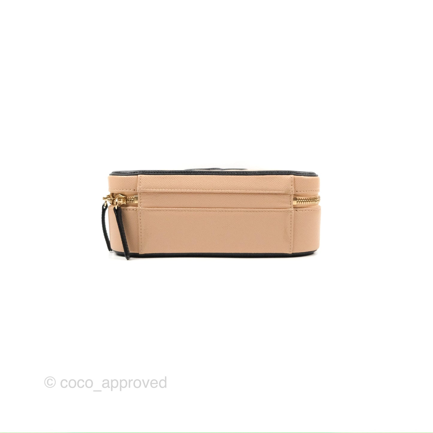 Chanel Quilted Medium CC Filigree Vanity Case Black Beige Caviar Gold Hardware