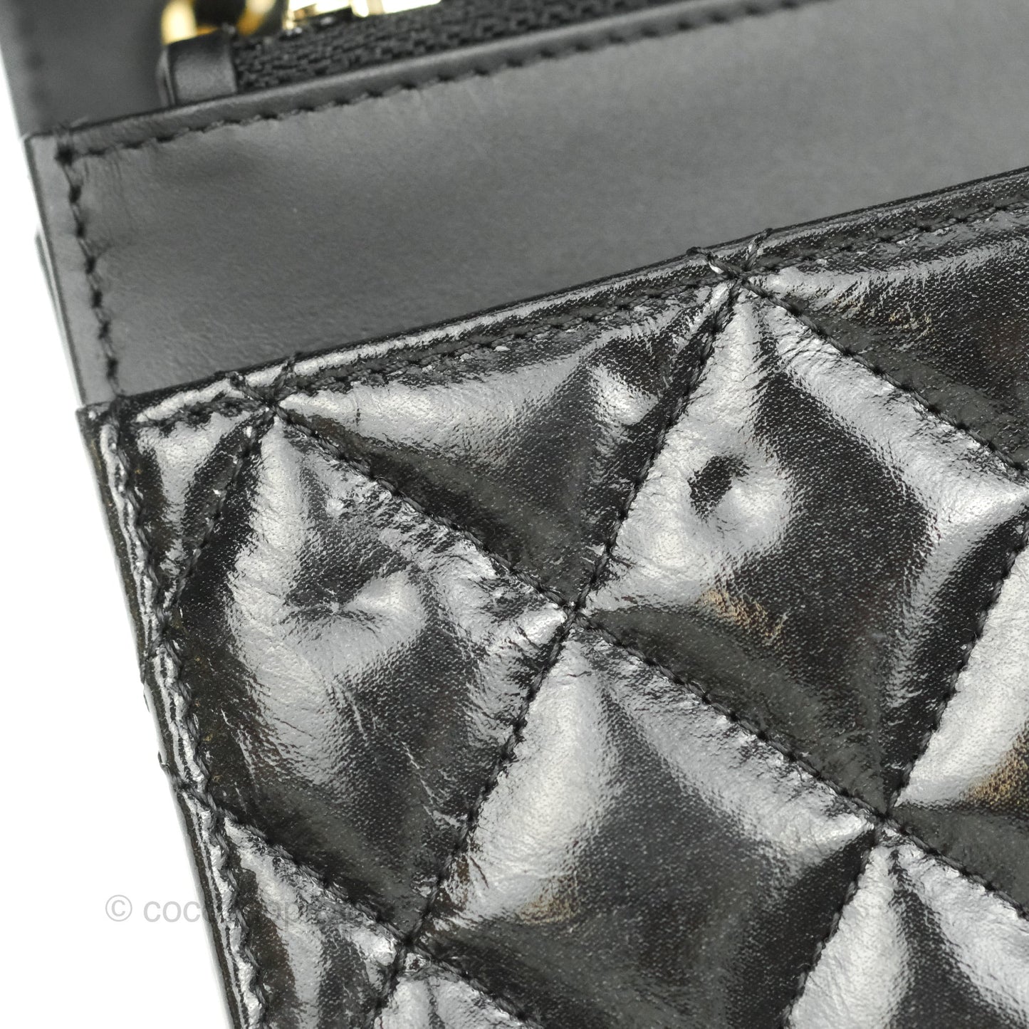 Chanel Quilted Reissue WOC Black Glazed Crumpled Calfskin Aged Gold Hardware