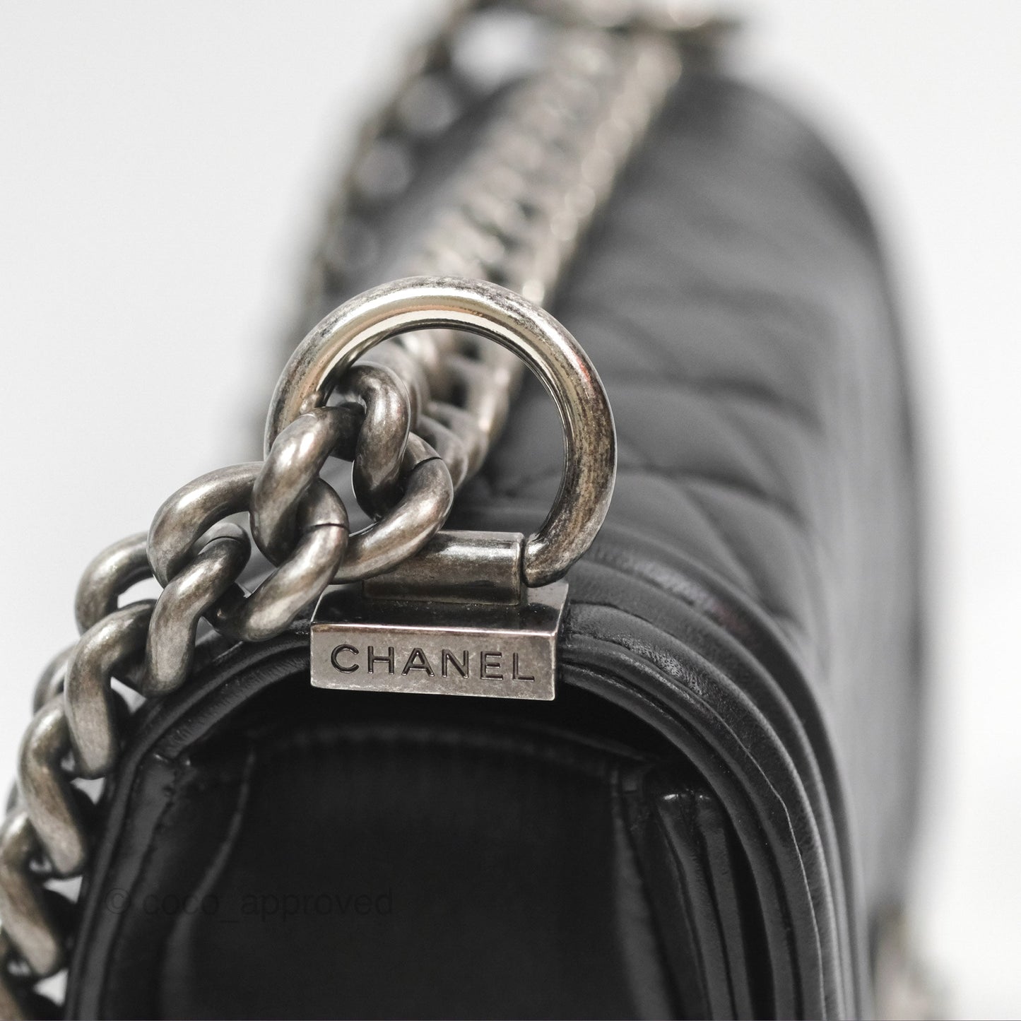 Chanel Small Boy Black Calfskin Ruthenium Hardware