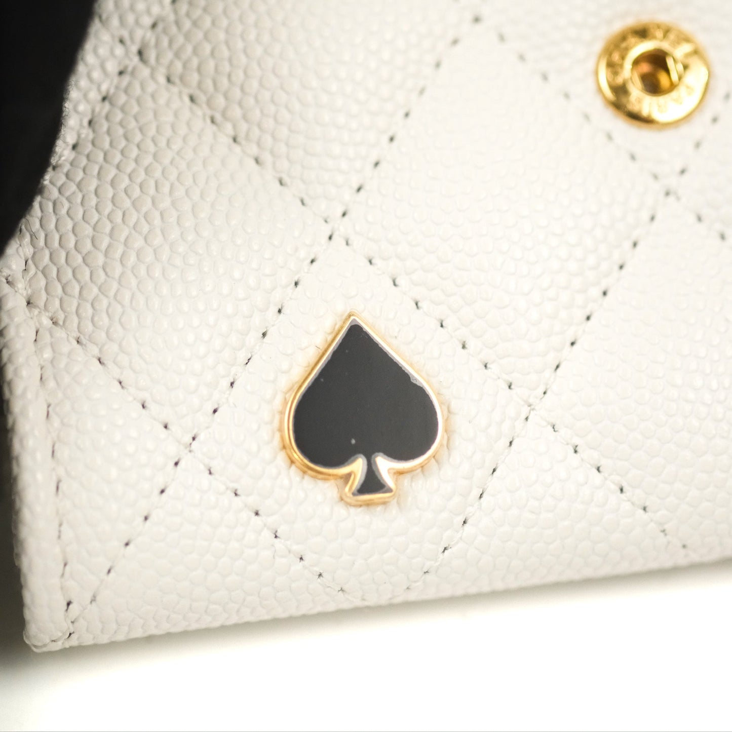 Chanel Quilted Flap Coco Casino Card Holder Caviar White Gold Hardware