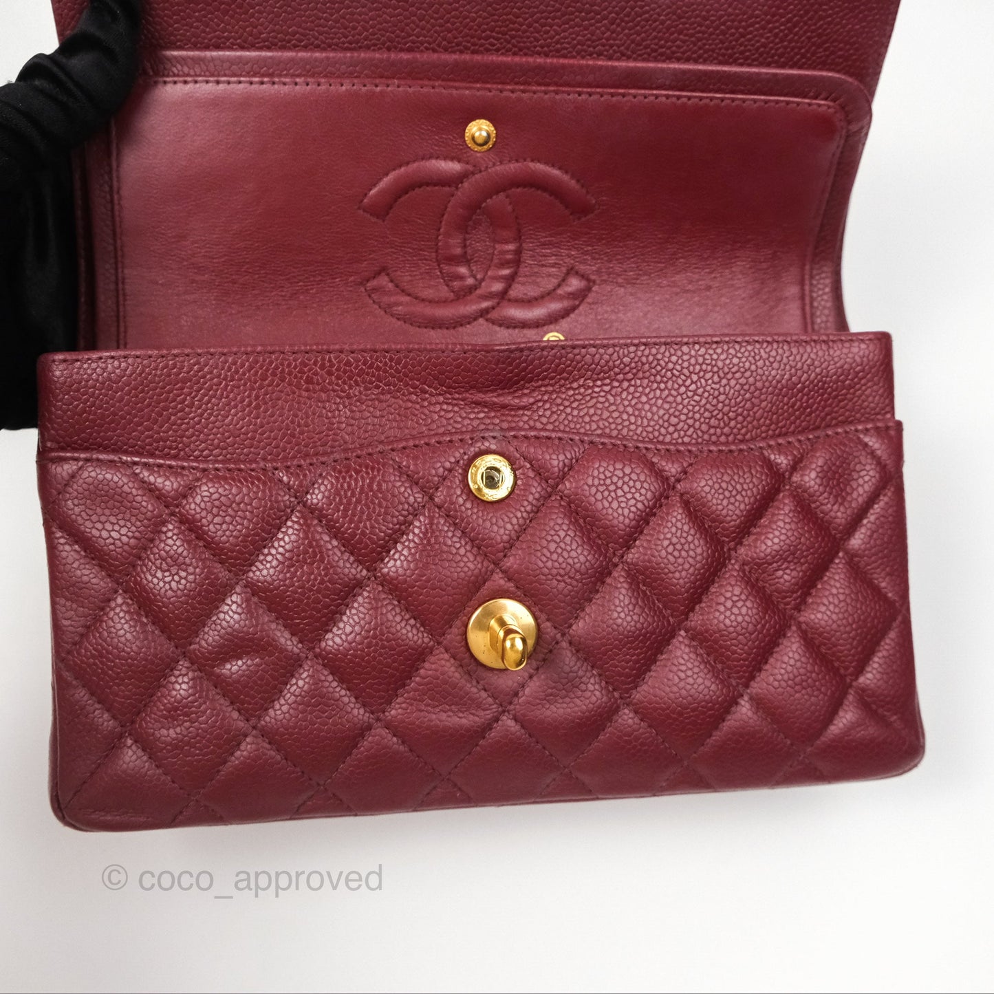 Chanel Vintage Classic Small S/M Flap Burgundy Caviar 24K Gold Hardware