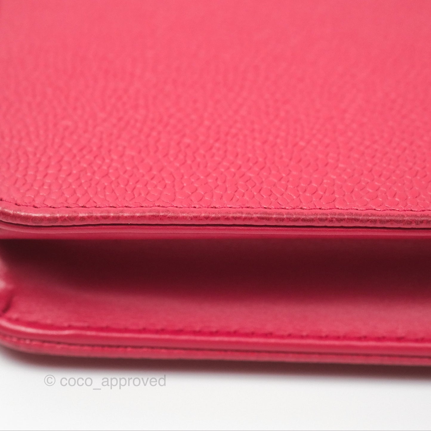 Chanel CC Wallet On Chain WOC Dark Pink Caviar Silver Hardware