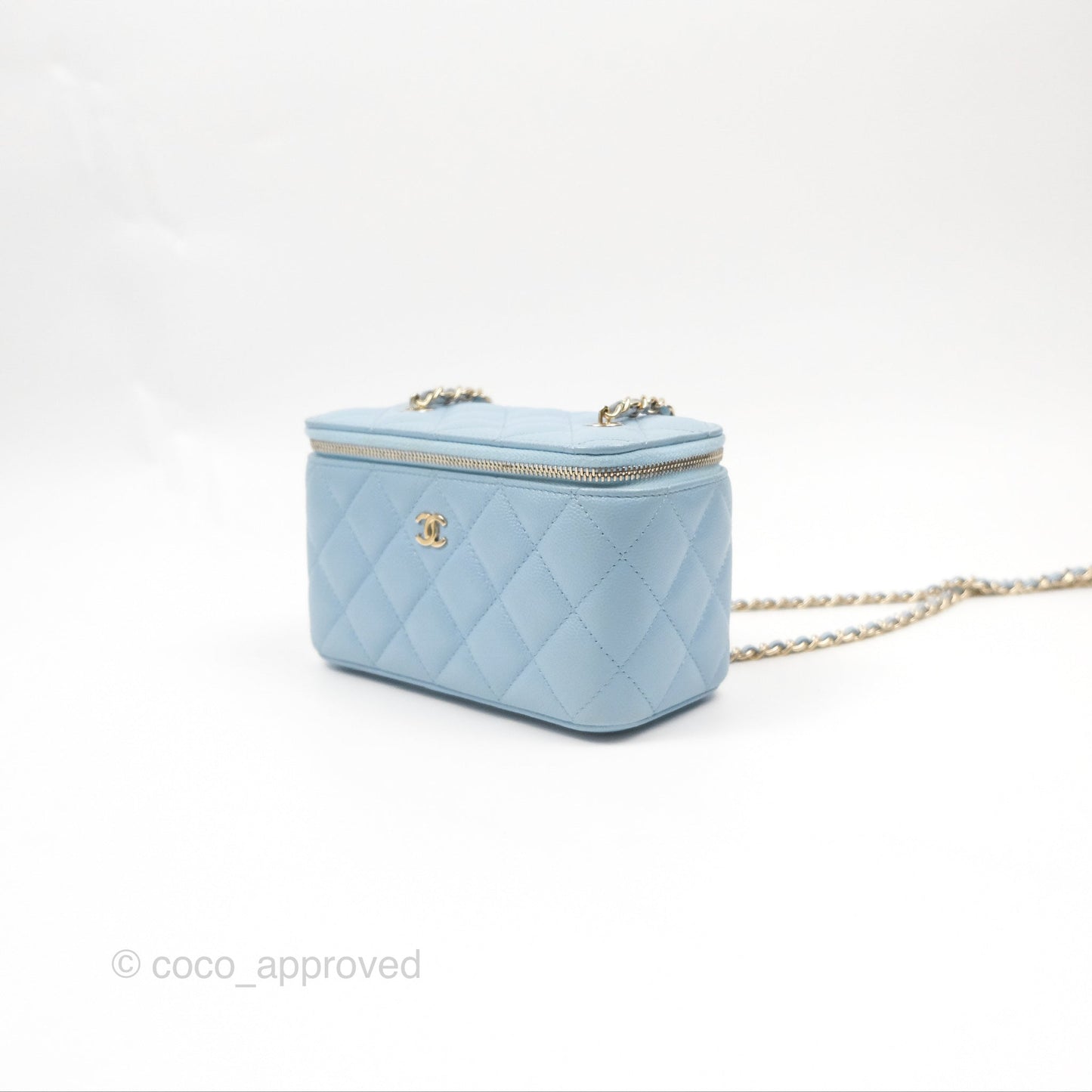 Chanel Classic Vanity With Chain Blue Caviar Gold Hardware