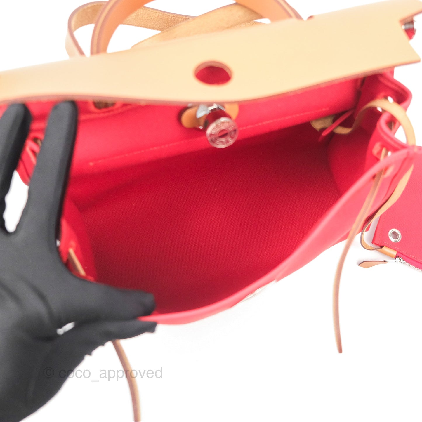 Hermès Herbag Zip 31 Rouge Tomate S5/ Naturel 27 Canvas Palladium Hardware