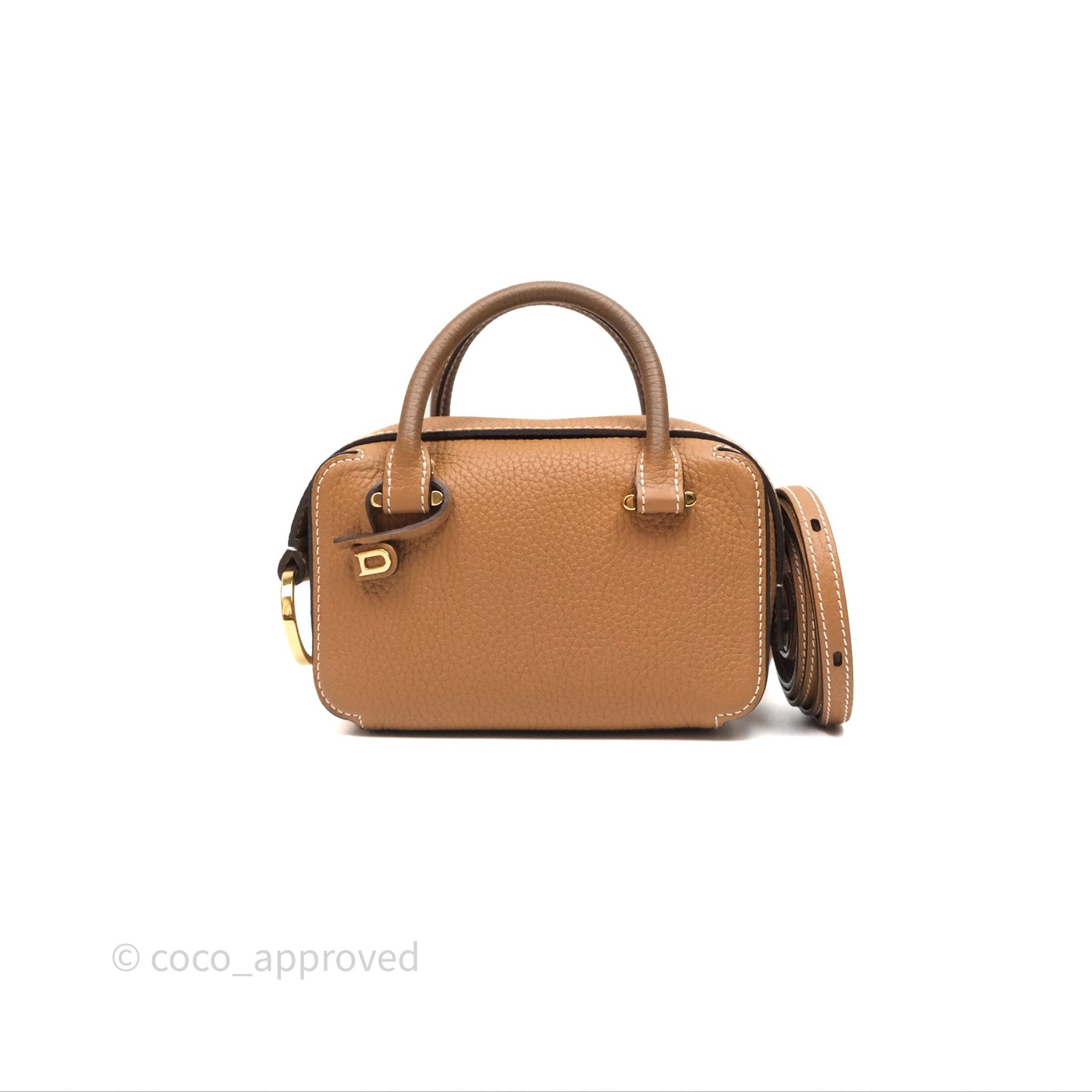 Delvaux Cool Box Nano Taurillon Soft Grained Calfskin Vegetal Ivory Gold Hardware