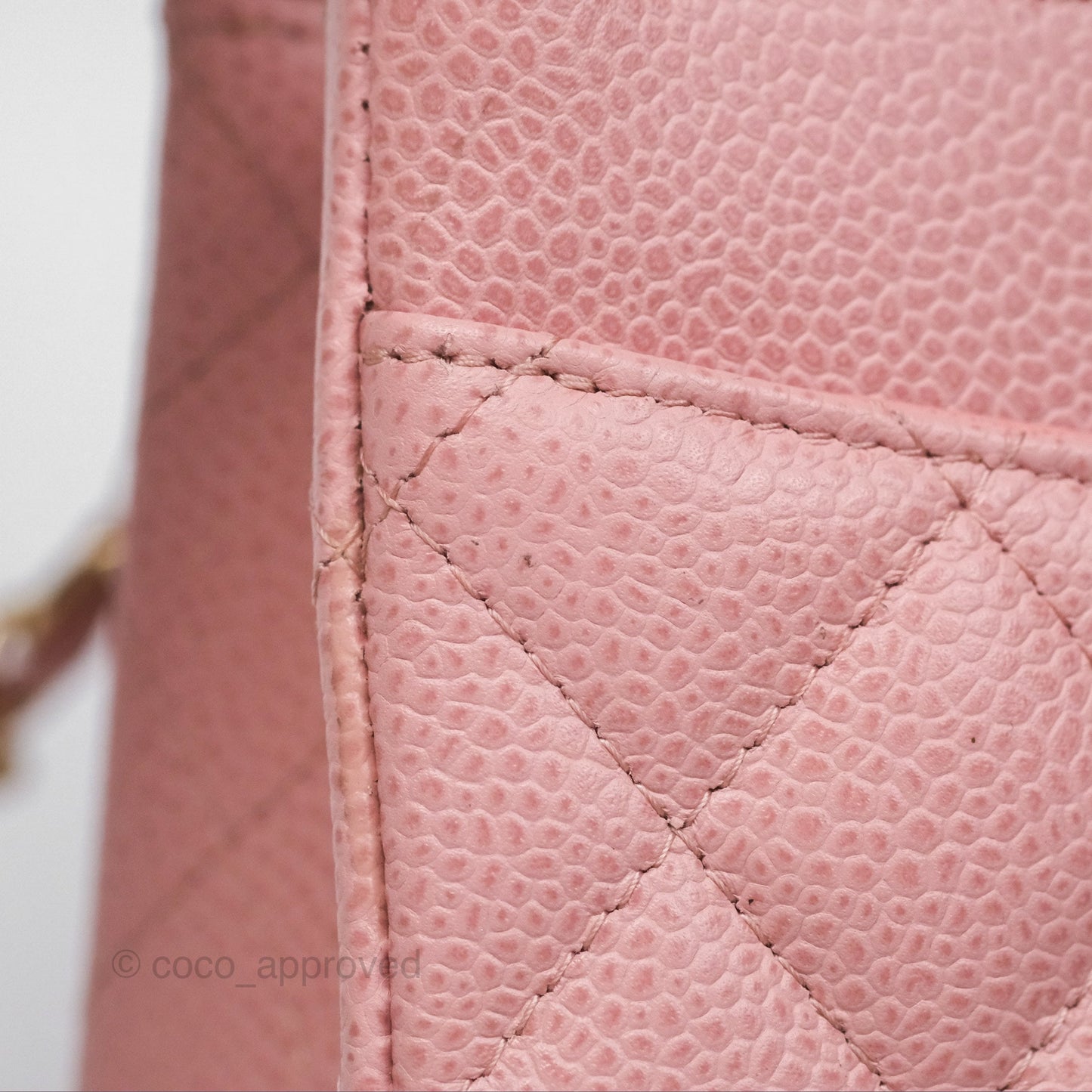 Chanel Vintage Classic M/L Medium Flap Quilted Sakura Pink Caviar 24K Gold Hardware