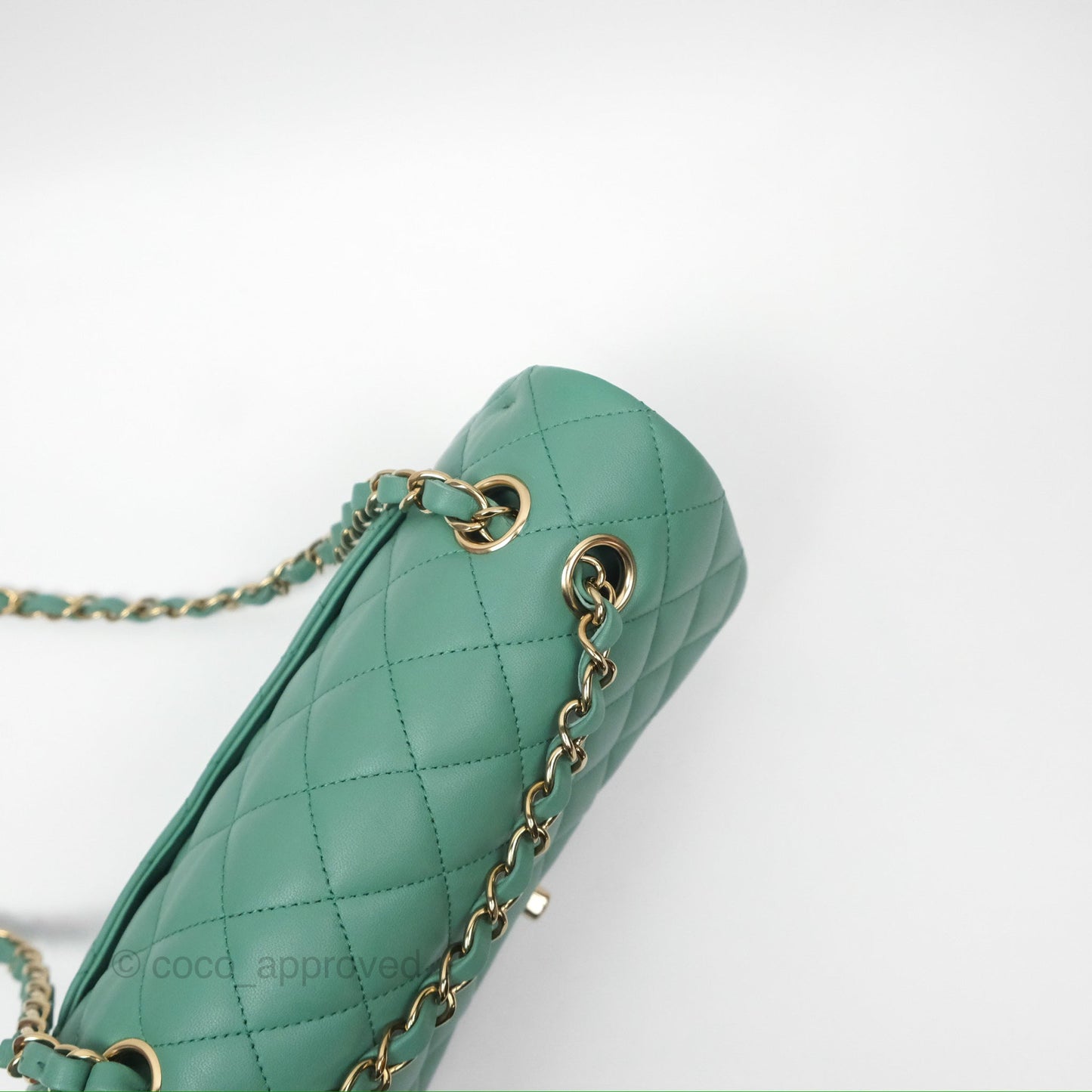 Chanel Small S/M Classic Flap Green Lambskin Gold Hardware