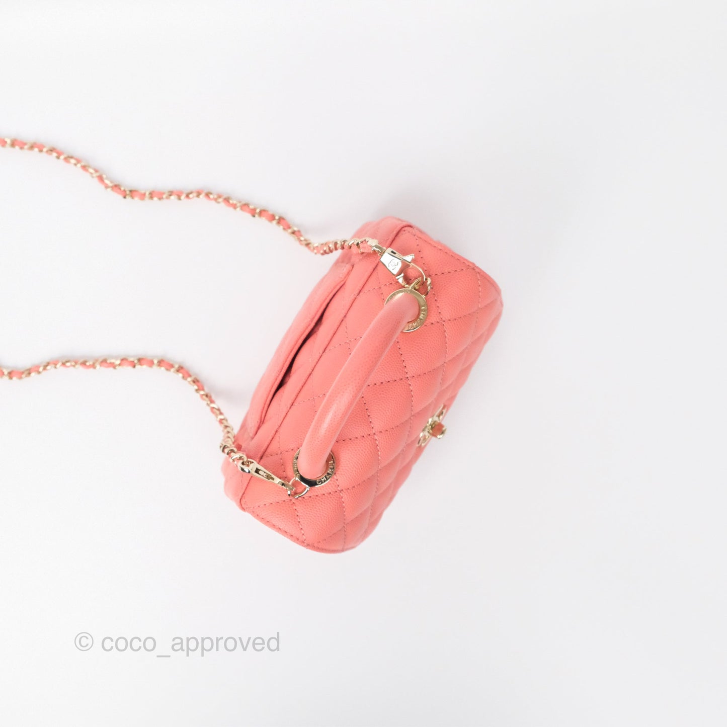 Chanel Mini Coco Handle Quilted Pink Caviar Gold Hardware