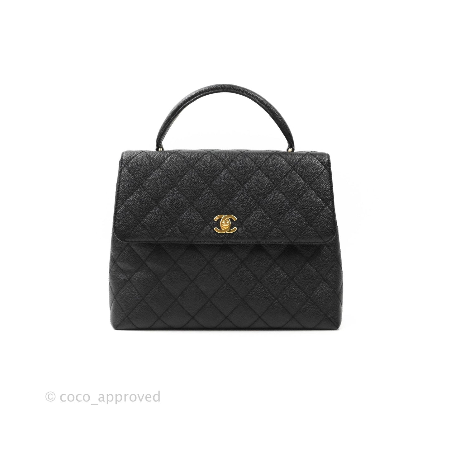 Chanel Kelly Quilted Flap Tote Black Caviar 24K Gold Hardware
