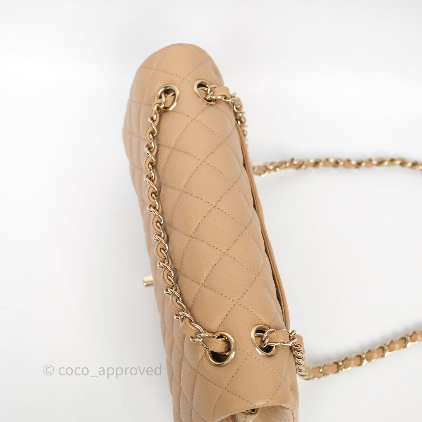 Chanel Classic M/L Medium Flap Quilted Dark Beige Caviar Gold Hardware