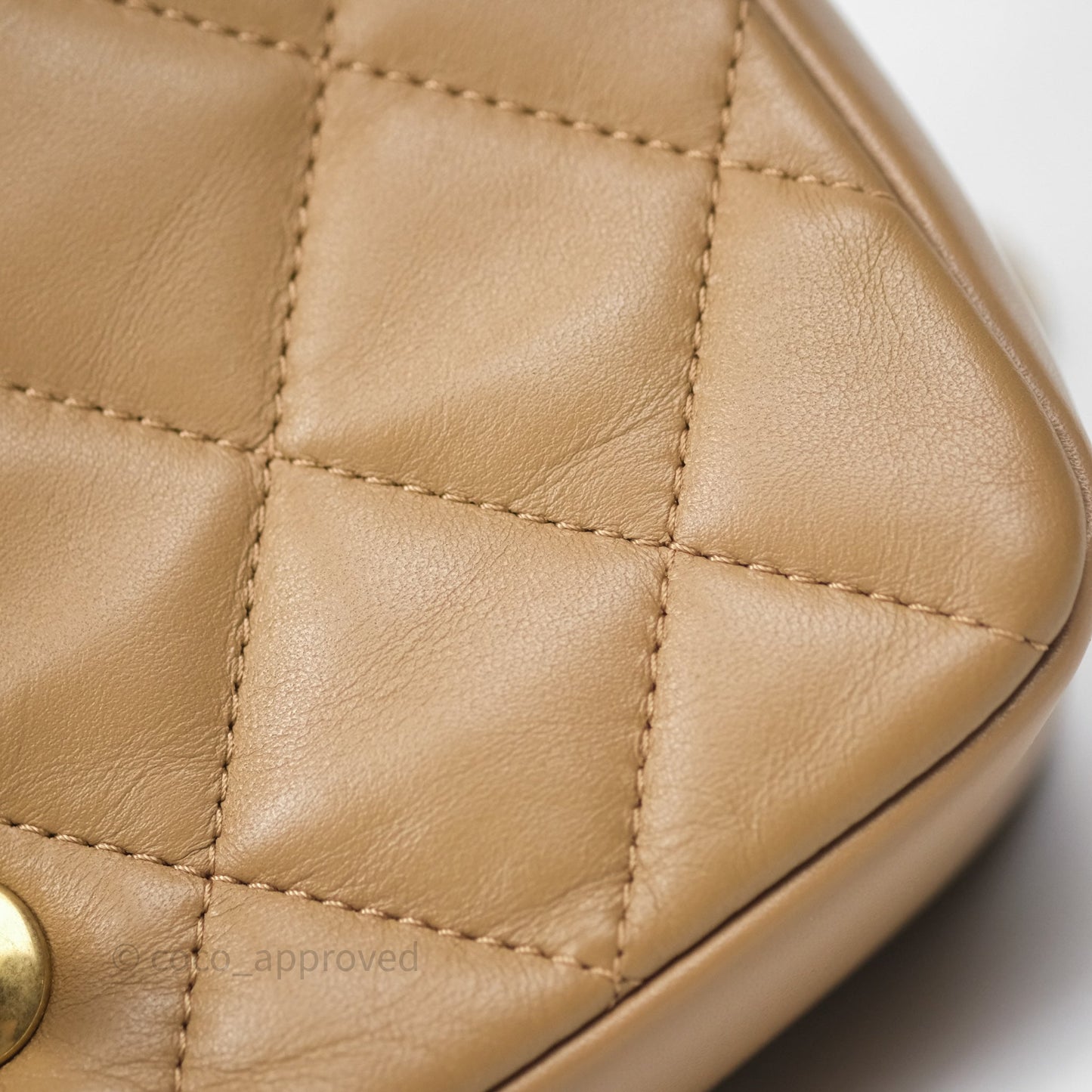 Chanel Mini Flap Bag With Heart CC Charm Dark Beige Lambskin Aged Gold Hardware