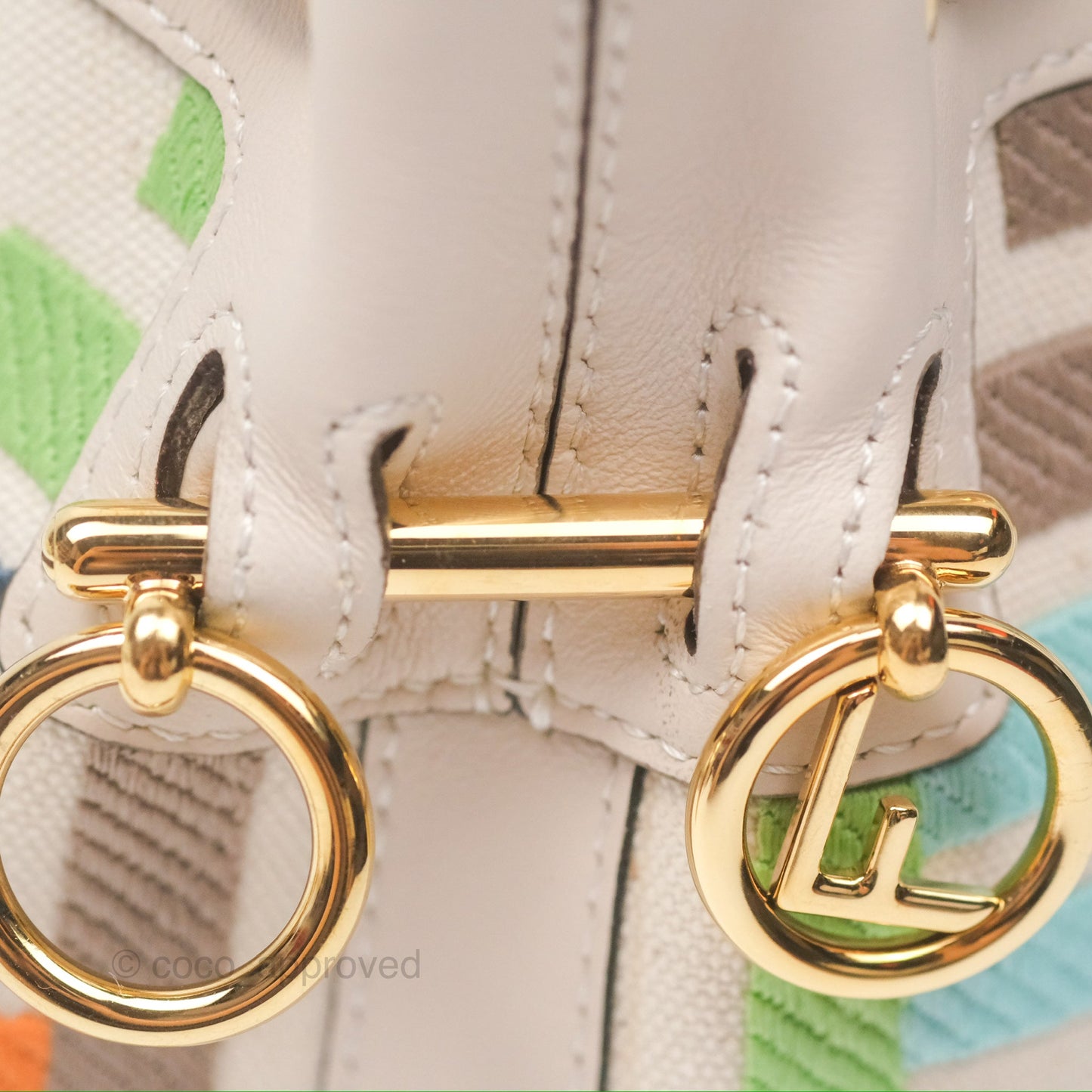 Fendi Mini Mon Tresor Bucket Bag In FF Canvas Grezzo Multicolor Latte Gold Hardware