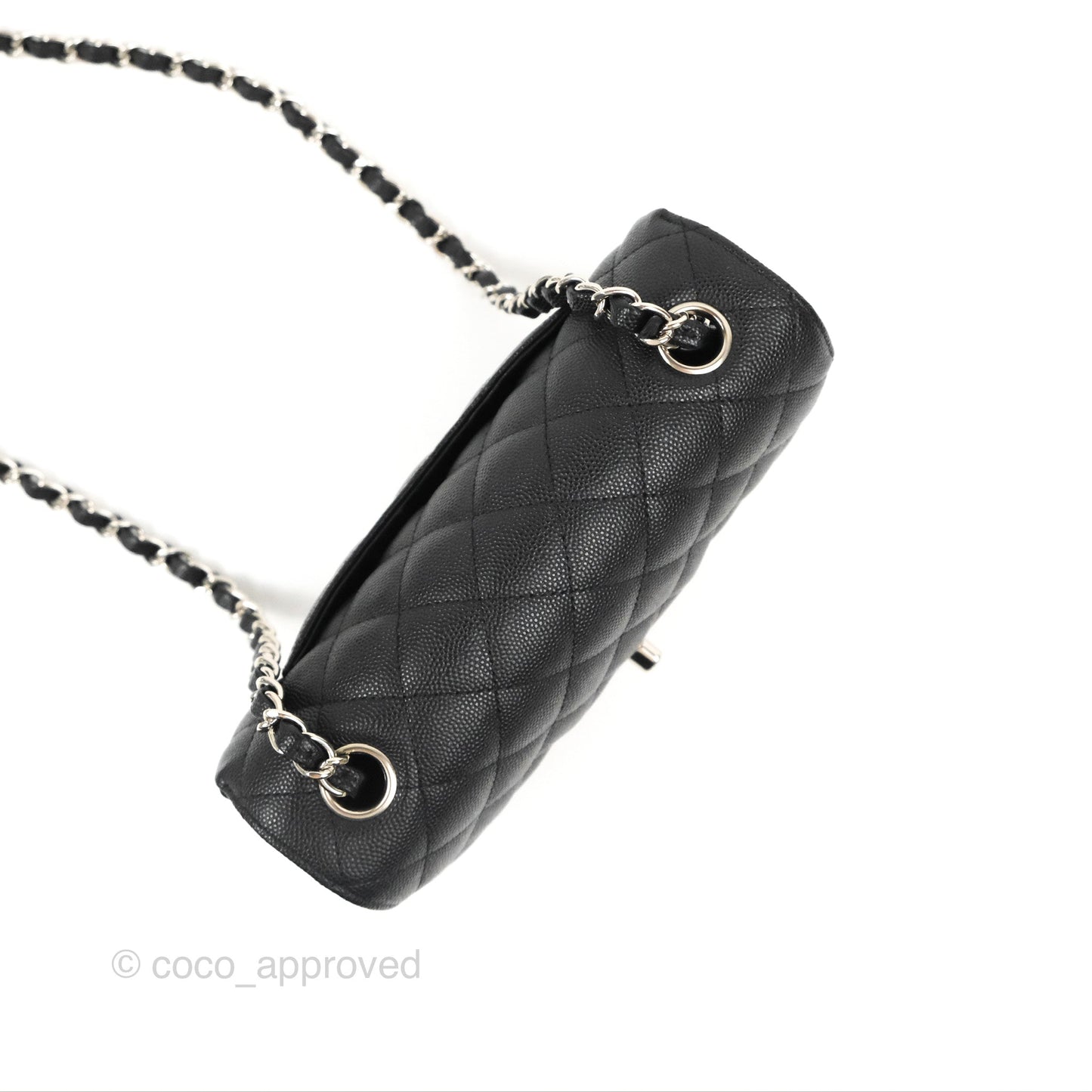 Chanel Quilted Mini Rectangular Flap Black Caviar Silver Hardware