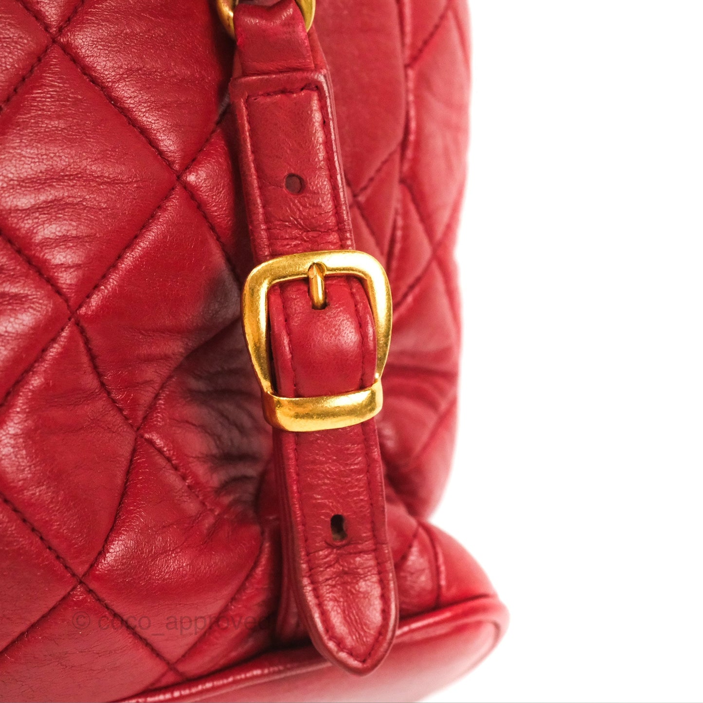 Chanel Vintage CC Duma Backpack Red Lambskin 24K Gold Hardware