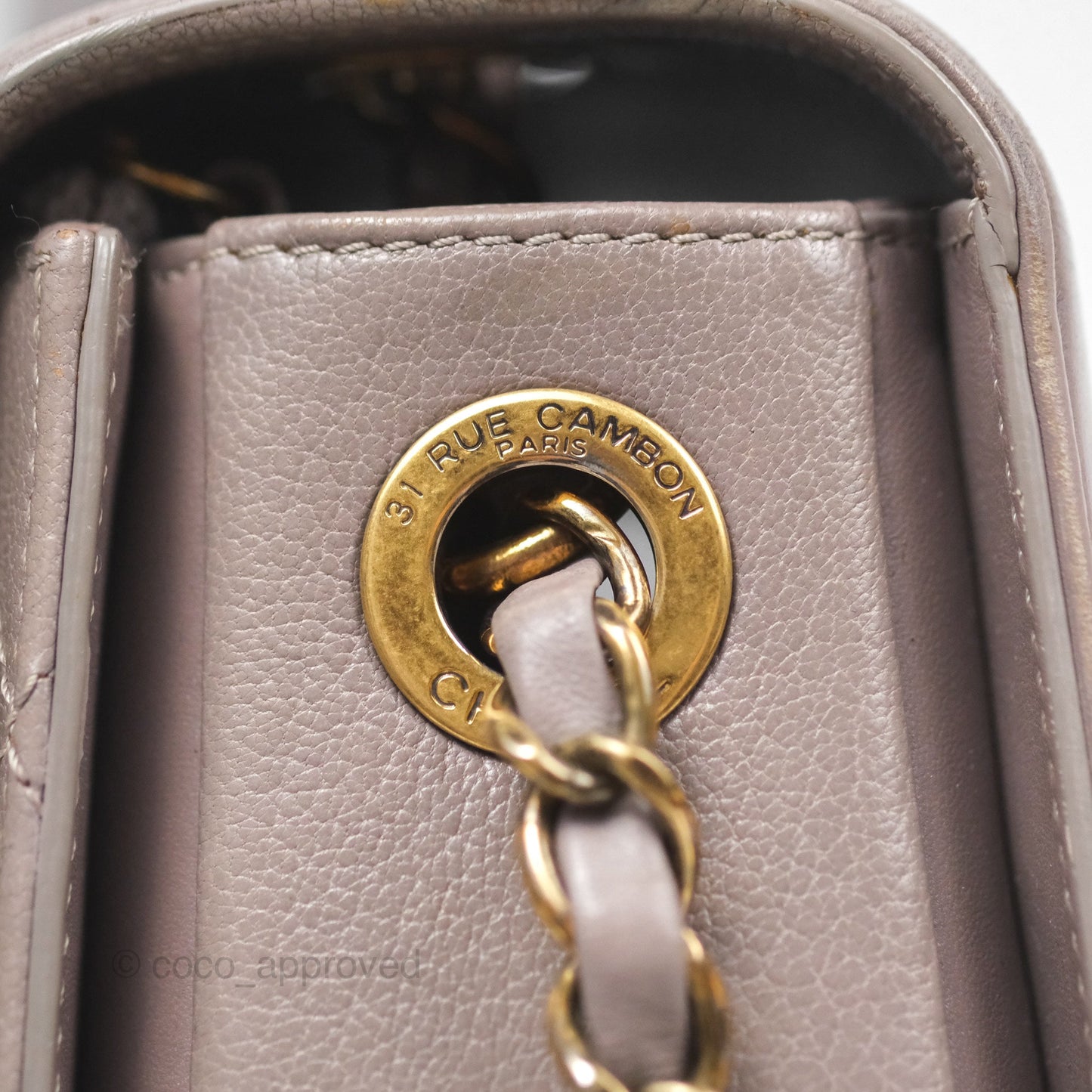 Chanel Coco Curve Flap Burnished Lilac Grey Calfskin Goatskin Antique Gold Hardware